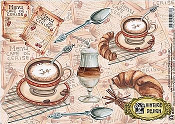 Карта декупажна А4 Паризьке кафе, 40 г/м², S 073 Карта декупажна А4 Паризьке кафе, 40 г/м², S 073