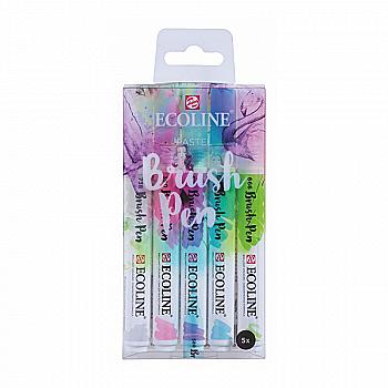 Набор кистей-ручек Ecoline Brushpen Pastel, 5 шт, Royal Talens Набор кистей-ручек Ecoline Brushpen Pastel, 5 шт, Royal Talens