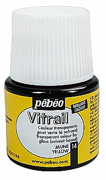Фарба лакова по склу та металу Vitrail 45 мл прозора, жовта, 050-014 ТМ "Pebeo" Фарба лакова по склу та металу Vitrail 45 мл прозора, жовта, 050-014 ТМ "Pebeo"