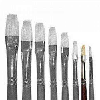 Пензлик "Живопис" 2112 Щетина плоска № 04 довга ручка білий ворс