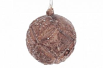 Куля ялинкова 10 см, коричневий велюр, 118-807