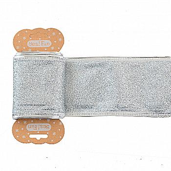 Стрічка декоративна 6 см*2 м, срібна глітерна, 750323 Стрічка декоративна 6 см*2 м, срібна глітерна, 750323