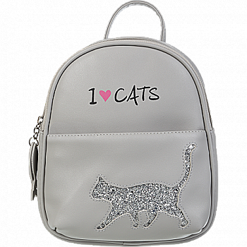 Рюкзак "Cat lover", серый с изображением кота из блесток, 24*21*8 см, ZB.702302 Рюкзак "Cat lover", серый с изображением кота из блесток, 24*21*8 см, ZB.702302