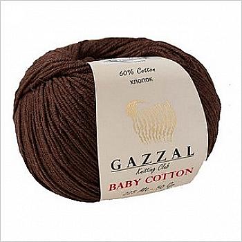 Пряжа Baby Cotton №3436 коричневий бавовна 60% акрил 40% 50гр 165 м