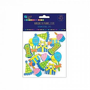 Наліпки вспінені 3D - День народження хлопчика (12 шт.), KSPI-337 DpCraft Наліпки вспінені 3D - День народження хлопчика (12 шт.), KSPI-337 DpCraft