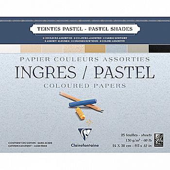Склейка для пастели 24*30 см Ingres Pastel, 25 л. (130 г/м2), пастельные тона, 96487C Clairefontaine Склейка для пастели 24*30 см Ingres Pastel, 25 л. (130 г/м2), пастельные тона, 96487C Clairefontaine