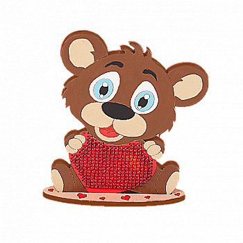 Набір для вишивання бісером по дереву "Ведмідь з серцем", FLK-024