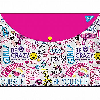 Папка-конверт на кнопці А4 "Be yourself", 491634 Yes Папка-конверт на кнопці А4 "Be yourself", 491634 Yes