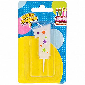 Свічка-цифра "1" Зірки, 5 см, 1502-4225