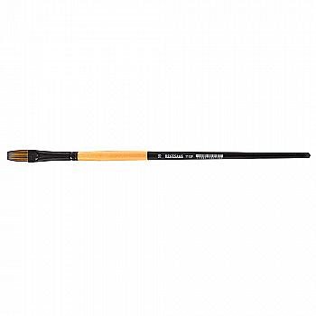 Кисть Синтетика плоская (микс) №12 соломково-чёрная / длинная ручка / лакированная, Renesans