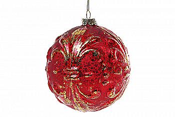 Куля ялинкова 10 см, антік червоний з золотим, 118-588