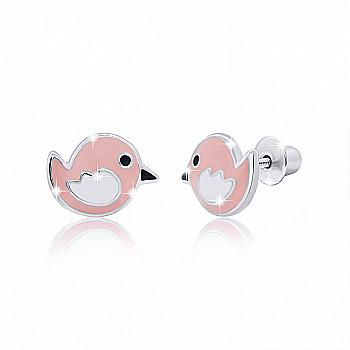 Сережки "Пташка", рожевий, 219541600611