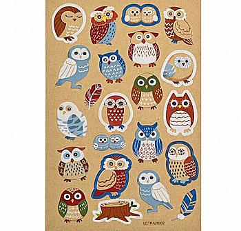 Набор декортивных  стикеров на крафтовой бумаге "Совы" (2шт./уп.), 741308