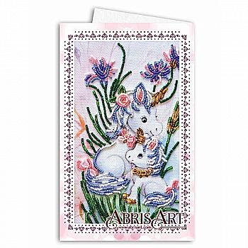 Набор для вышивки бисером "Открытка-конверт" Единорожки