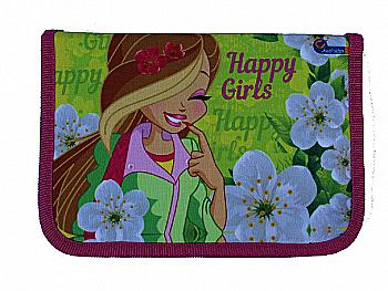 Пенал 1 отделение и 2 отворота "Happy girl" цветной фон + расписание, SM-18172 Пенал 1 отделение и 2 отворота "Happy girl" цветной фон + расписание, SM-18172