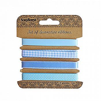 Набір декоративних стрічок, Ніжно-блакитні, 4 шт. по 1 м