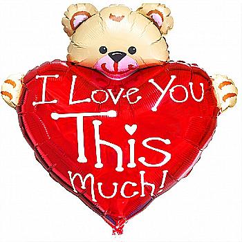 Куля повітряна Фігура Серце з ведмедиком "I love you" Ф, 1207-1502
