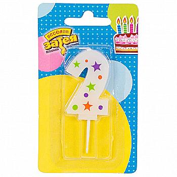 Свічка-цифра "2" Зірки, 5 см, 1502-4226