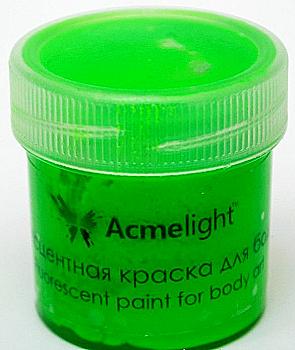 Фарба для боді-арту флуоресцентна, 20 мл, зелена, AcmeLight Фарба для боді-арту флуоресцентна, 20 мл, зелена, AcmeLight