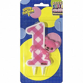 Свічка-цифра "1" Ведмежа дівчинка, 1502-4069