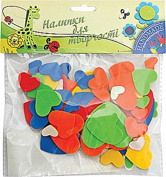 Наклейки для творчества "Сердечки" в уп 80 шт, 950203