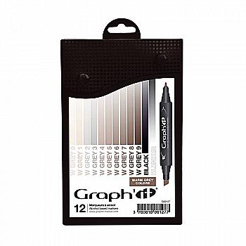 Набор двухсторонних маркеров, Оттенки теплого серого (12 шт.), GI00127 Graph`it Набор двухсторонних маркеров, Оттенки теплого серого (12 шт.), GI00127 Graph`it