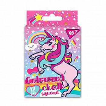 Крейда "Unicorn" 12 шт, кольорова квадратна, 400394 Yes