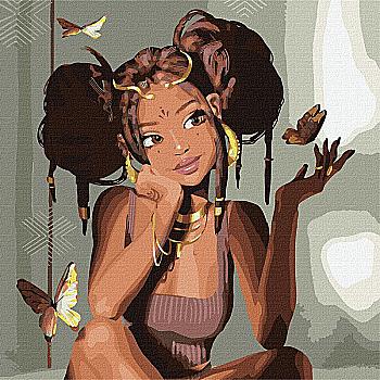 Набір для розпису по номерах 40*40 см "Золоті метелики", KHO4960