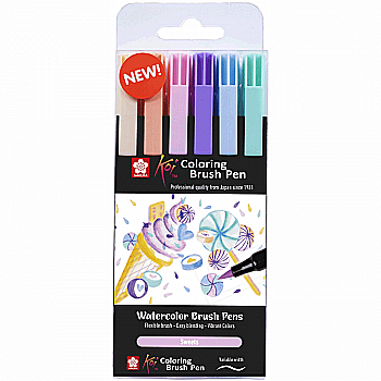Набор маркеров Koi Coloring Brush Pen, Sweets 6цв., Sakura