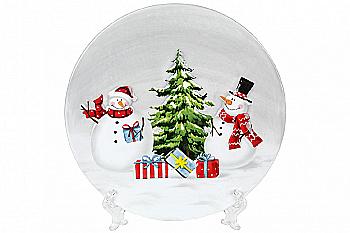 Тарілка керамічна "Веселі сніговики" 20 см, 811-013 Тарілка керамічна "Веселі сніговики" 20 см, 811-013