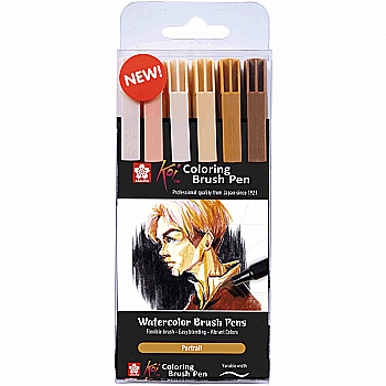 Набор маркеров Koi Coloring Brush Pen, Portrait 6цв., Sakura Набор маркеров Koi Coloring Brush Pen, Portrait 6цв., Sakura
