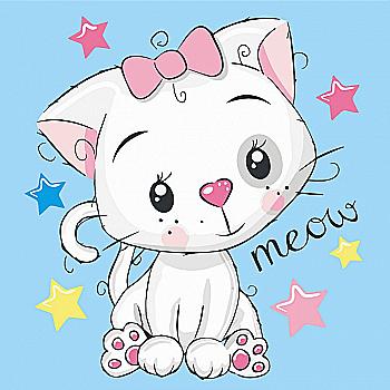 Набір для розпису по номерах 30*30 см "Біленька киця", 15502-AC