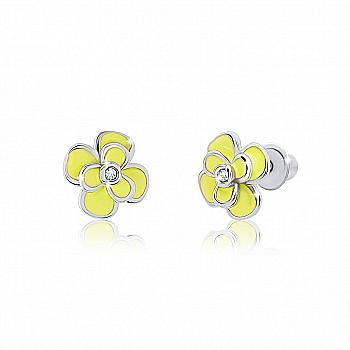 Сережки "Піон", жовтий, 219554600605 Сережки "Піон", жовтий, 219554600605