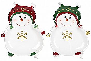 Блюдо керамічне "Пустотливий сніговик" 28 см, 834-274 Блюдо керамічне "Пустотливий сніговик" 28 см, 834-274