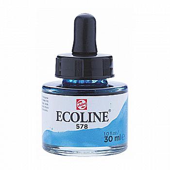Краска акварельная жидкая Ecoline, (578), Небесно-голубая, 30 мл, Royal Talens Краска акварельная жидкая Ecoline, (578), Небесно-голубая, 30 мл, Royal Talens