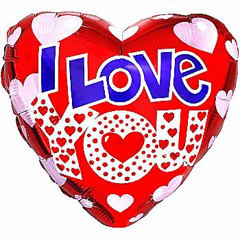 Куля повітряна 18" I love you Серця яскраві, 1202-3239