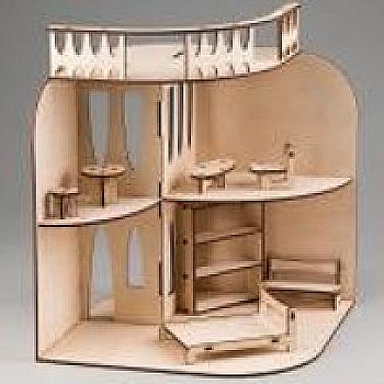 Заготівка дерев`яна Ляльковий будиночок з меблями, Д65 Заготівка дерев`яна Ляльковий будиночок з меблями, Д65