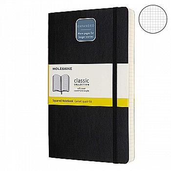 Записник Чорний м’який середній клітинка, Moleskine Classic Expanded, QP617EXP Записник Чорний м’який середній клітинка, Moleskine Classic Expanded, QP617EXP