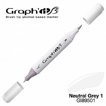 Маркер двосторонній Brushmarker, Нейтральний сірий 1 (9501), GI89501 Graph`it Маркер двосторонній Brushmarker, Нейтральний сірий 1 (9501), GI89501 Graph`it