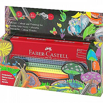 Карандаши 10 цв. Jumbo Grip трехгранные + точилка, 110940 Faber-Castell, 26539 *** Карандаши 10 цв. Jumbo Grip трехгранные + точилка, 110940 Faber-Castell, 26539 ***