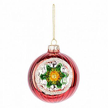 Новогодний шар стеклянный 8 см, красный, глянец, 973840 Новогодний шар стеклянный 8 см, красный, глянец, 973840