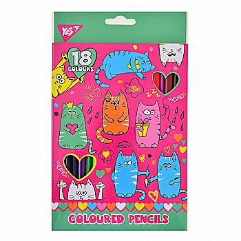 Олівці YES 18 кол. "Lovely cats", 290541 Олівці YES 18 кол. "Lovely cats", 290541