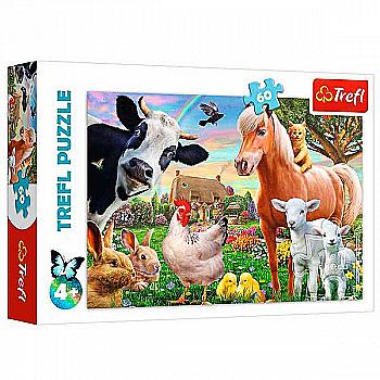 Пазл "60" - Весела ферма, Trefl, 17320 Пазл "60" - Весела ферма, Trefl, 17320