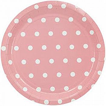 Тарелка бумажная Горошек розовая, 23 см 6 ед., 1502-3924