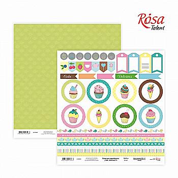 Папір для скрапбукінгу "Cake delicious" 6 двосторонній 30*30 см, 200 г/м2, TM ROSA Talent Папір для скрапбукінгу "Cake delicious" 6 двосторонній 30*30 см, 200 г/м2, TM ROSA Talent