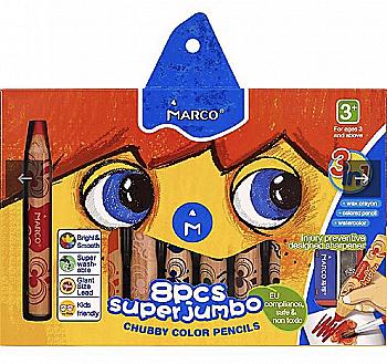 Карандаши 8 цв. Jumbo "Chubby color" акварельные, с точилкой, 1800-8CB, Marco Карандаши 8 цв. Jumbo "Chubby color" акварельные, с точилкой, 1800-8CB, Marco