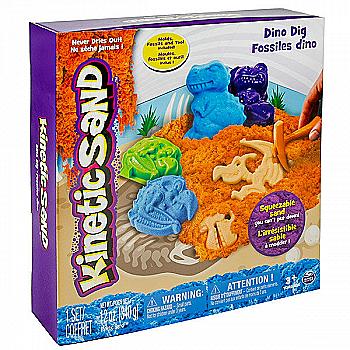 Пісок для дитячої творчості Kinetic sand dino, блак., корич.,формоч., окомен. 340гр Пісок для дитячої творчості Kinetic sand dino, блак., корич.,формоч., окомен. 340гр
