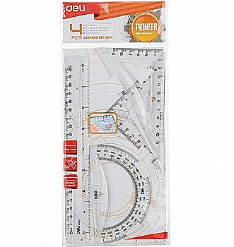 Набор Deli EG00412 4пр Pioneer, линейка 20 см, 2 угольника, транспортир (69754) Набор Deli EG00412 4пр Pioneer, линейка 20 см, 2 угольника, транспортир (69754)