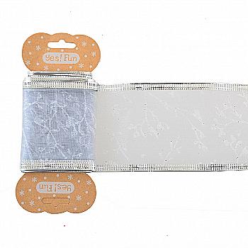 Стрічка декоративна 6 см*2 м, срібна, 750312 Стрічка декоративна 6 см*2 м, срібна, 750312