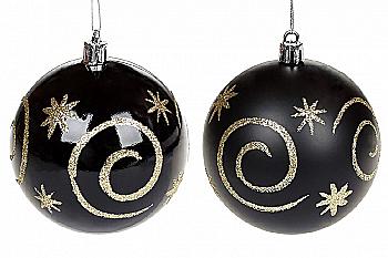 Куля ялинкова 8 см, чорний з золотим, 898-157 Куля ялинкова 8 см, чорний з золотим, 898-157